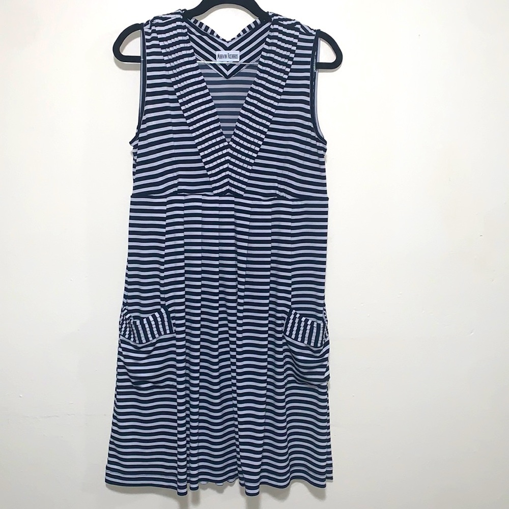 Marvin Richards Navy and White Striped Sleeveless Mini Dress
